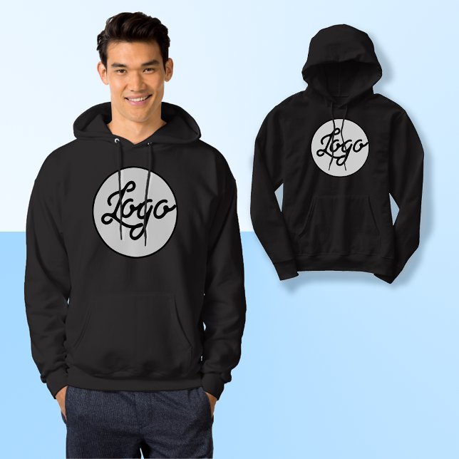 Mens Hoodie Black Customize (Zazzle Mens Hoodie Black Customize Sweatshirt_Custom_Personalized_Gifts_add_business logo photo)