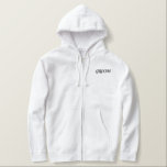 Men's Hoodie Groom<br><div class="desc">For the Groom shown is a white colour hoodie to relax in. Black embroidered text on the front and back.
Customize this item or buy as shown.</div>