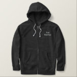 Men's Hoodie Just Married<br><div class="desc">For the Groom shown is a charcoal heather colour zip hoodie to relax in. White embroidered text on the front and back that shows Just Married.
Customize this item or buy as is.</div>
