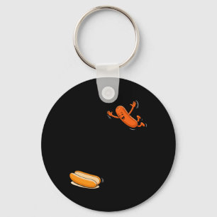 Mens Hot Dogs Jumping Into Bun Sausage Bbq 250 Keychain