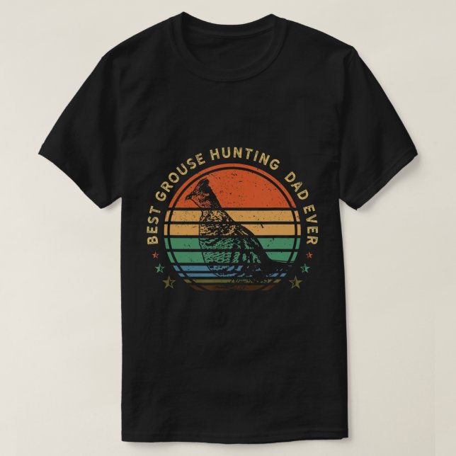 Mens Hunting Ruffed Grouse bird- retro MOM sunset  T-Shirt (Design Front)
