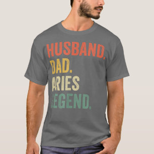 Mens Husband Dad Aries Legend Funny Zodiac Astrolo T-Shirt