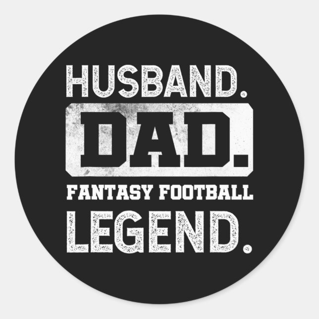 Mens Husband Dad Fantasy Football Legend Classic Round Sticker (Front)