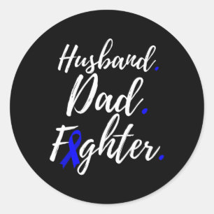 Mens Husband Dad Fighter Alopecia Areata Awareness Classic Round Sticker