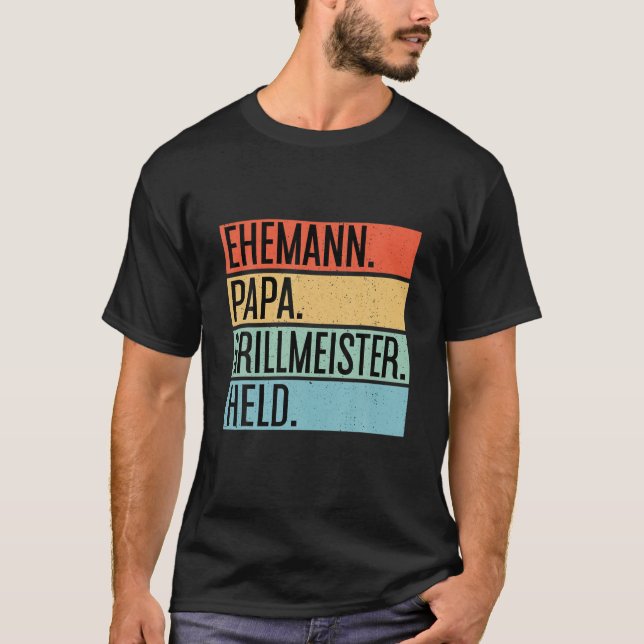 Mens Husband Dad Grill Master Hero BBQ Father's Da T-Shirt (Front)