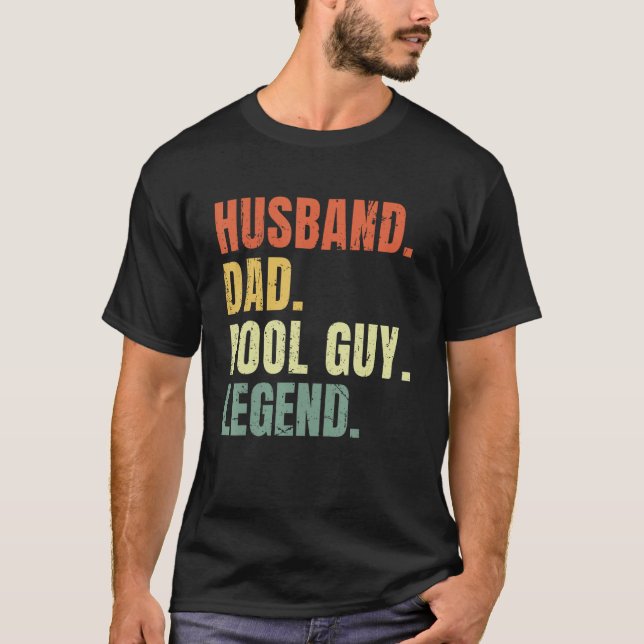 Mens Husband Dad Pool Guy Legend Funny Fathers Day T-Shirt (Front)