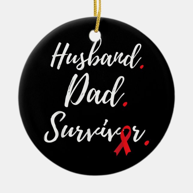 Mens Husband Dad Survivor Stroke Awareness  Ceramic Ornament (Front)