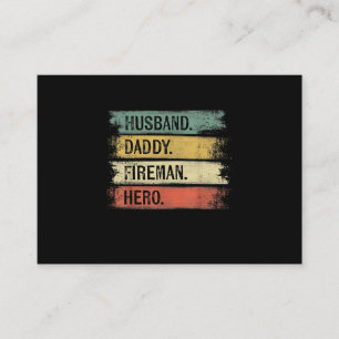 Mens Husband Daddy Fireman Hero Firefighter Business Card