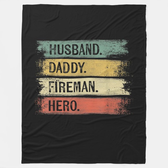 Mens Husband Daddy Fireman Hero Firefighter Fleece Blanket (Front)