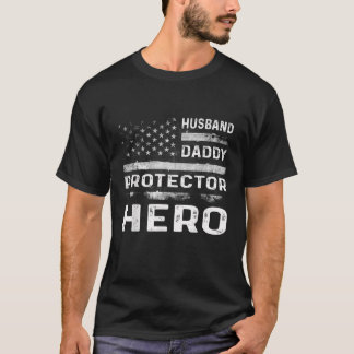 Mens Husband Daddy Protector Hero Cute Fathers Day T-Shirt