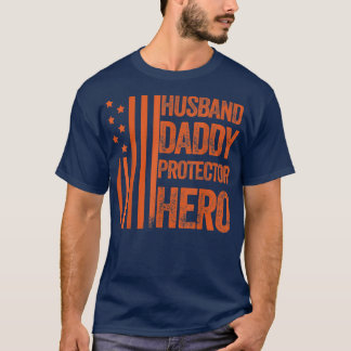 Mens Husband Daddy Protector Hero Dad Family Husba T-Shirt