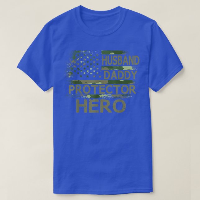Mens Husband Daddy Protector Hero Fathers Day Dad  T-Shirt (Design Front)