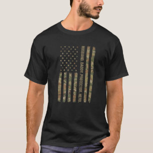 Mens Husband Daddy Protector Hero Father's Day Fla T-Shirt