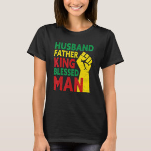 Mens Husband Father King Blessed Man Black Dad 1 T-Shirt