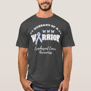 Mens Husband Of A Warrior Esophageal Cancer Awaren T-Shirt
