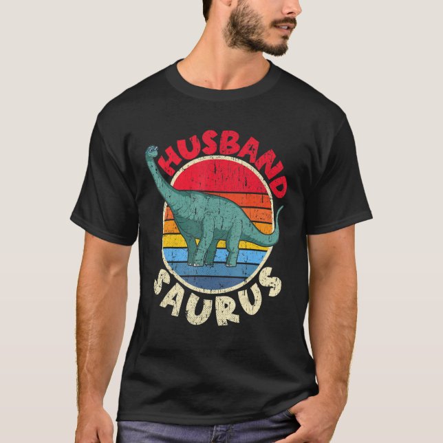 Mens Husband Saurus I Brachiosaurus Diplodocus I F T-Shirt (Front)