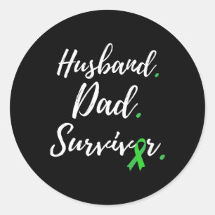 Mens Husbynd Dad Survivor Kidney Disease Awareness Classic Round Sticker