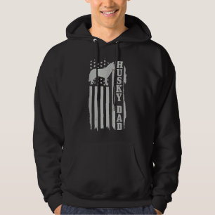 Mens Husky Dad Vintage American Flag Patriotic Hus Hoodie