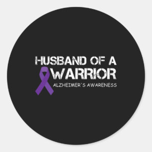Mens Husnd Of A Warrior Heimerheimer's Awareness Classic Round Sticker