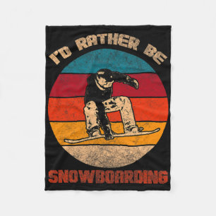 Mens I’d Rather Be Snowboarding Snowboard Jumping Fleece Blanket