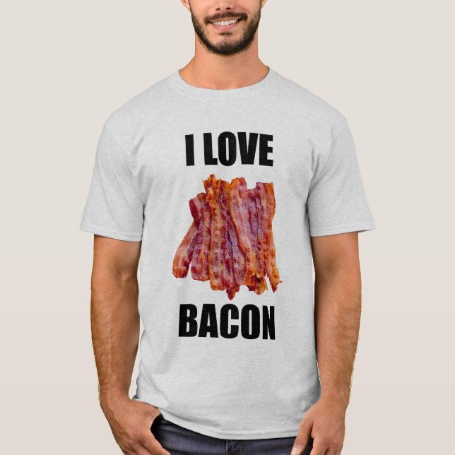 Men's I Love Bacon Grey T Shirt (Front)
