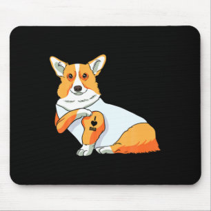 Mens I Love Dad Tattoo Funny Corgi Dog Fathers Da Mouse Pad