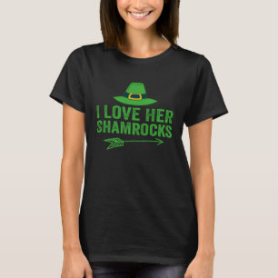 Mens I Love Her Shamrocks Couples St Patrick s Da T-Shirt