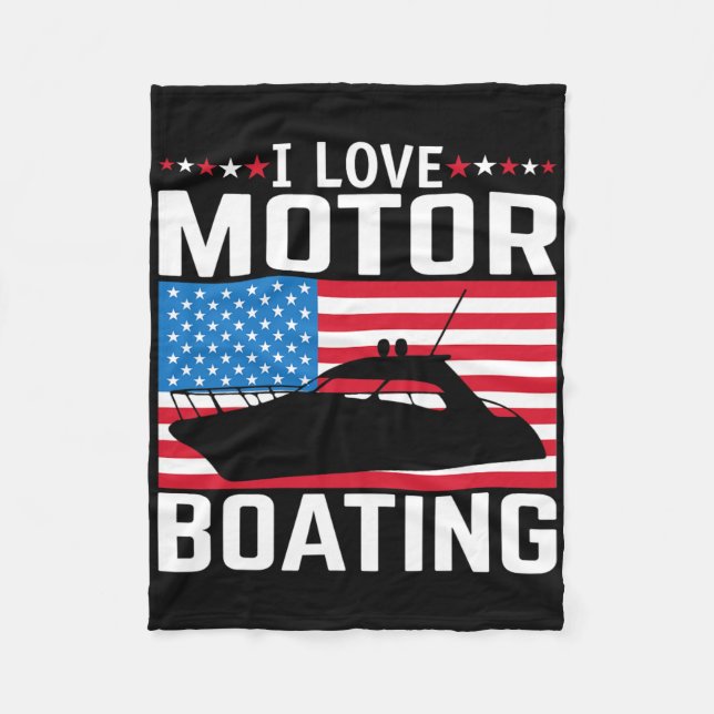 Mens I Love Motor Boating Motorboating Tee Nitro B Fleece Blanket (Front)