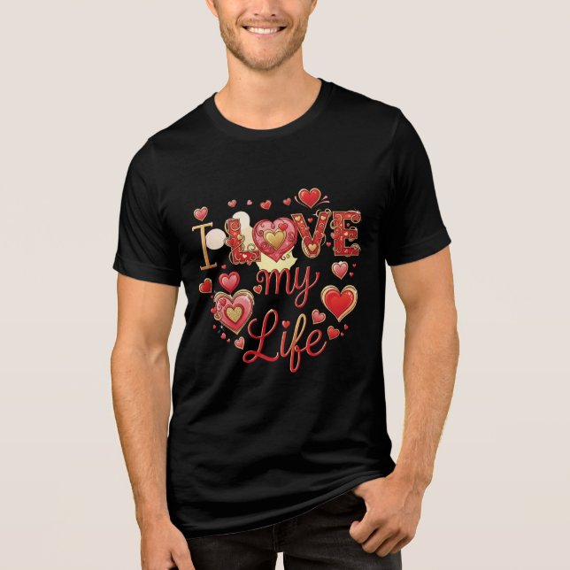 Men's 'I LOVE My Life' Inspirational T-Shirt Tri-Blend Shirt (Front)
