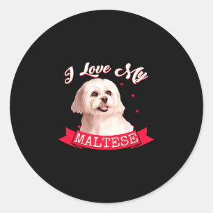 Mens i love my maltese maltese performance classic round sticker