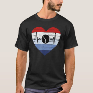 Mens I Love Tennis Red White And Blue Vintage Hear T-Shirt