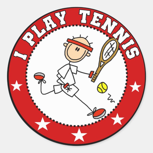 Mens I Play Tennis Tshirts and Gifts Classic Round Sticker (Front)