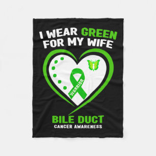 Mens I Wear Green For My Wife Bile Duct Cancer Awa Fleece Blanket