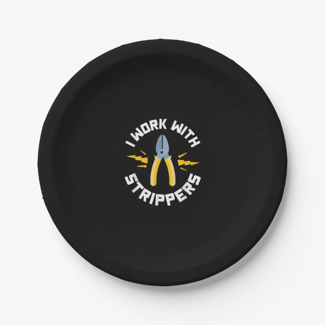 Mens I Work With Electrician Union Paper Plate (Front)