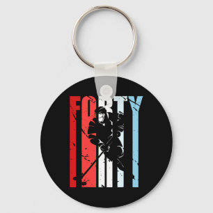 Mens Ice Hockey 40th Birthday Player Motivational Keychain