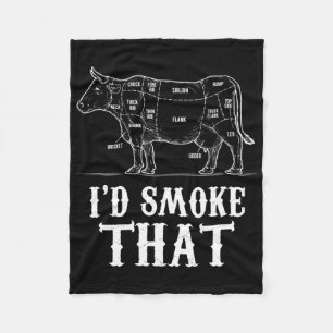 Mens I'd Smoke That Cow Bbq Grillmasters Fathers D Fleece Blanket