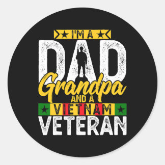 Mens Im a Dad Grandpa And a Vietnam Veteran Dad Fa Classic Round Sticker