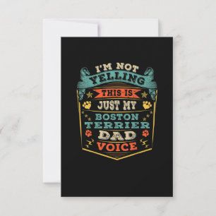 Mens Im Not Yelling Boston Terrier Christmas Dad RSVP Card