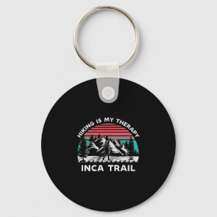 Mens inca trail to machu picchu hiking is therapy keychain