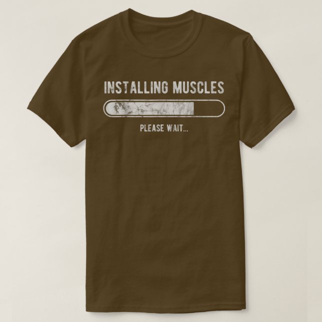 Mens Installing Muscles Please Wait Funny Workout  T-Shirt (Design Front)