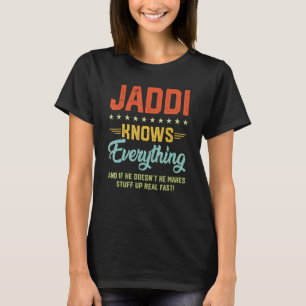 Mens Jaddi Knows Everything Arabic Grandpa Jokes T-Shirt