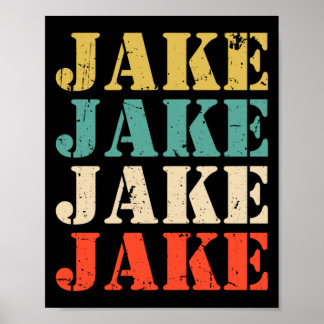 Mens Jake Retro Names Vintage Style Personalized Poster