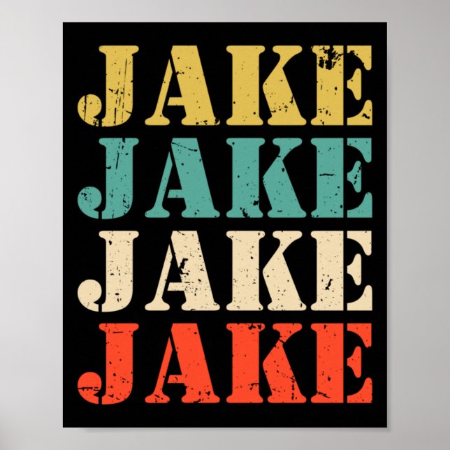 Mens Jake Retro Names Vintage Style Personalized Poster (Front)