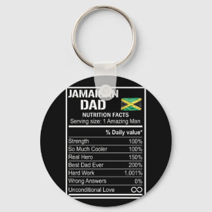 Mens Jamaican Dad Nutrition Facts Fathers Day Hero Keychain