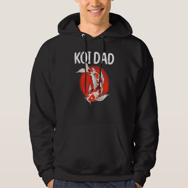 Mens Japanese Fish    Koi Carp Fishkeeper  Koi Dad Hoodie (Front)