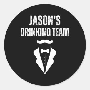 Mens Jason's Drinking Team - Funny Groom's Bachelo Classic Round Sticker