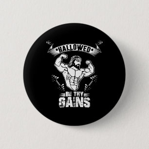 Mens Jesus Bodybuilding T Shirt - Funny Jesus Weig 2 Inch Round Button