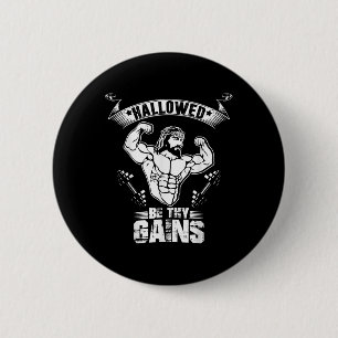 Mens Jesus Bodybuilding T Shirt - Funny Jesus Weig 2 Inch Round Button