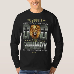 Mens Jesus Lion God Granted Me Two Titles Dad And T-Shirt