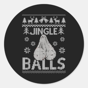 Mens Jingle Adult 18+ Ugly Christmas Sweater  Classic Round Sticker